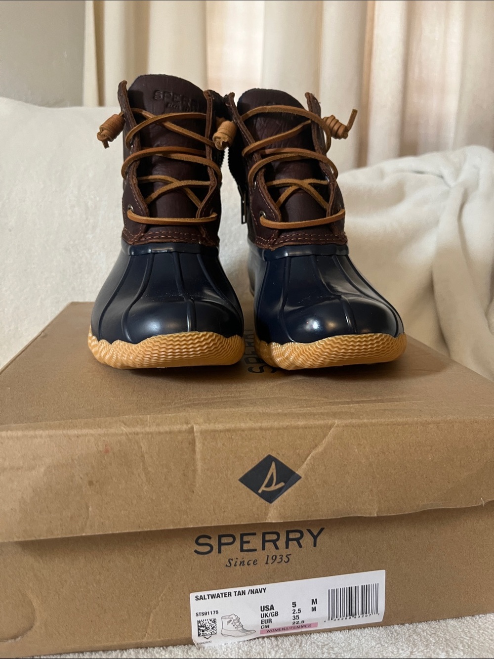 Sperry Kids Navy and Tan Saltwater Duck Boots
